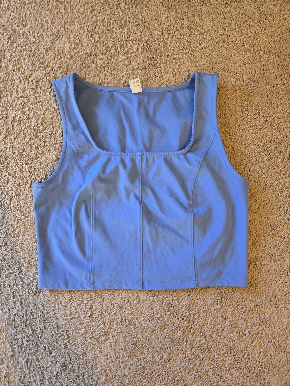 Yogalicious Lux Blue Square Neck Crop Workout Tank L